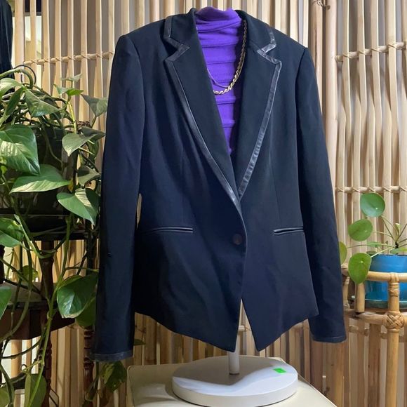 Rag & Bone Jackets & Coats, black leather trim Blazer - Picture 1 of 11